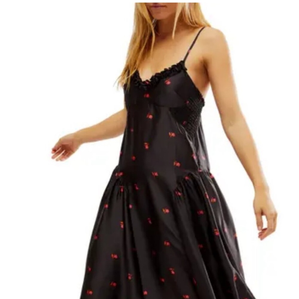 NEW Free People On My Own Printed Maxi Dress In Black Combo - NWT - Size Large